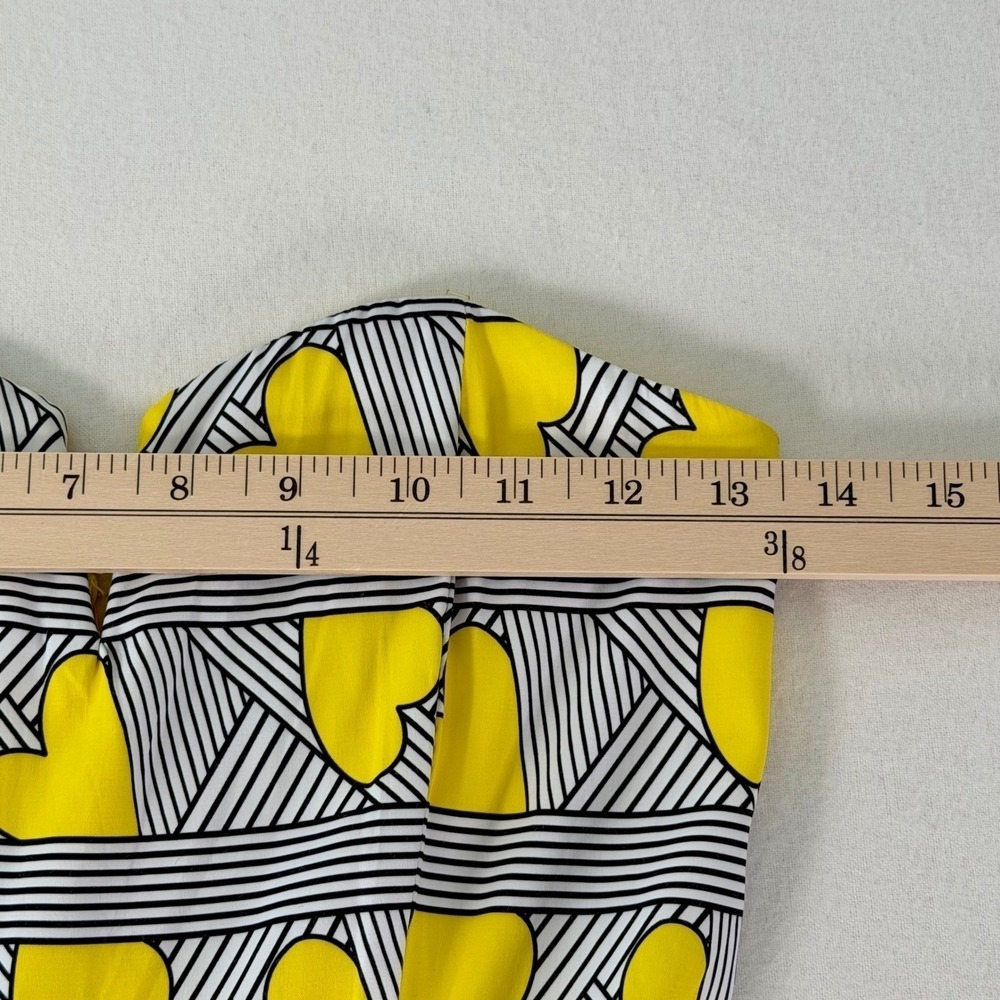 Strapless Heart Print Mini Dress Yellow Black White Whimsical Coquette Sz S NWT - Picture 6 of 13